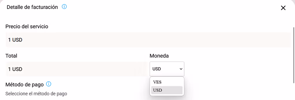 Imagen de detalle de facturación