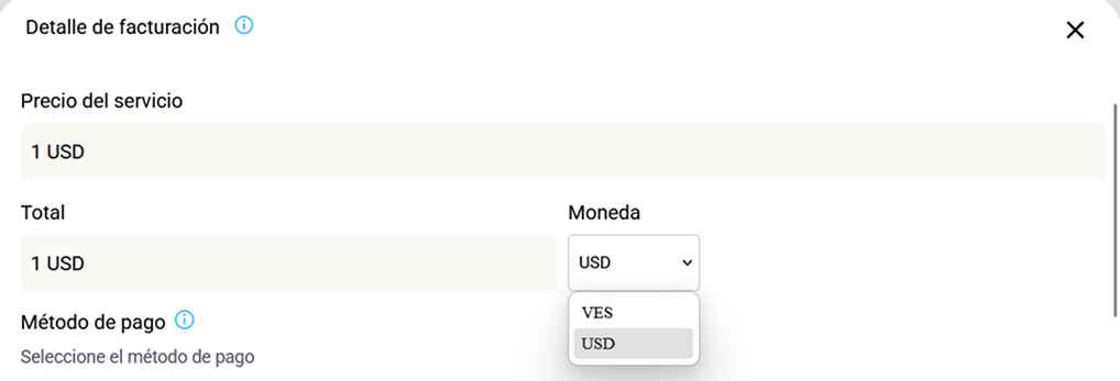 Imagen de detalle de facturación