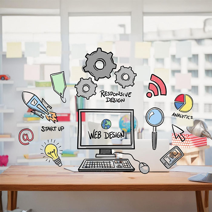 A digital workspace with a creative web design and responsive localization concept for global audiences.