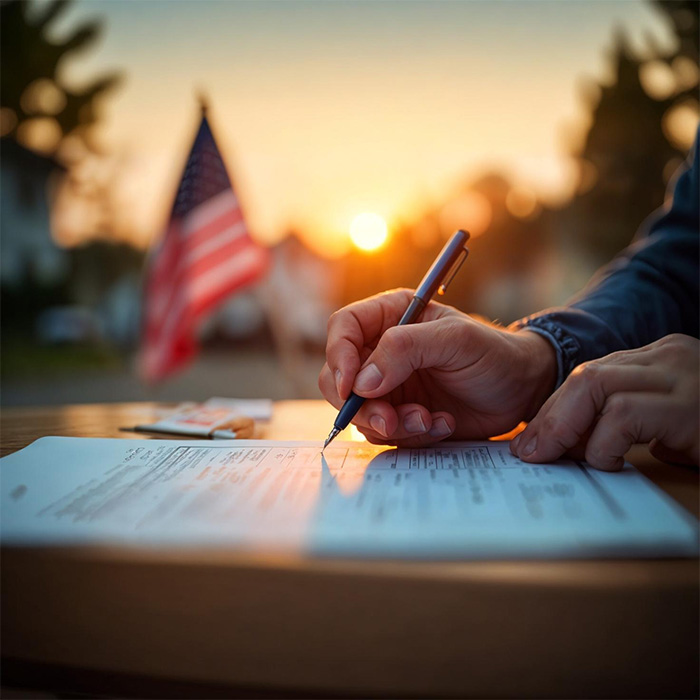 A professional translator reviewing multilingual legal and business documents for accuracy and compliance.