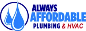 Always Affordable Plumbing & HVAC logo featuring blue water droplets and bold text.
