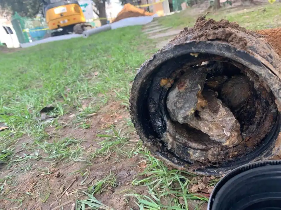 severe commercial pipe blockage we discovered and repaired at an apartment complex