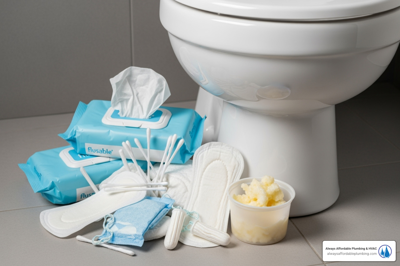 of items that should not be flushed, like wipes and grease - sewer pipe replacement roseville ca