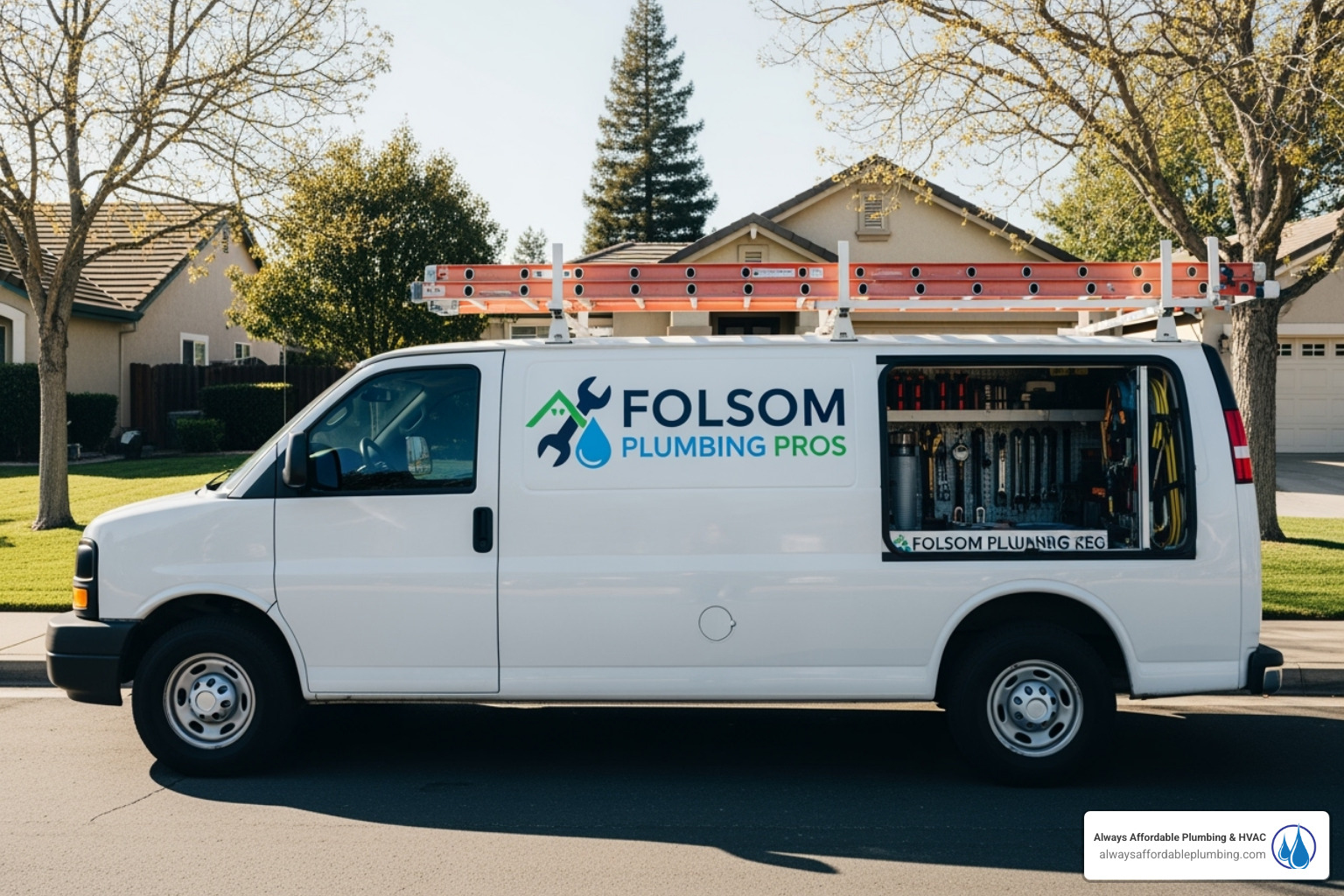 Friendly, professional plumber's van - drain cleaning Folsom