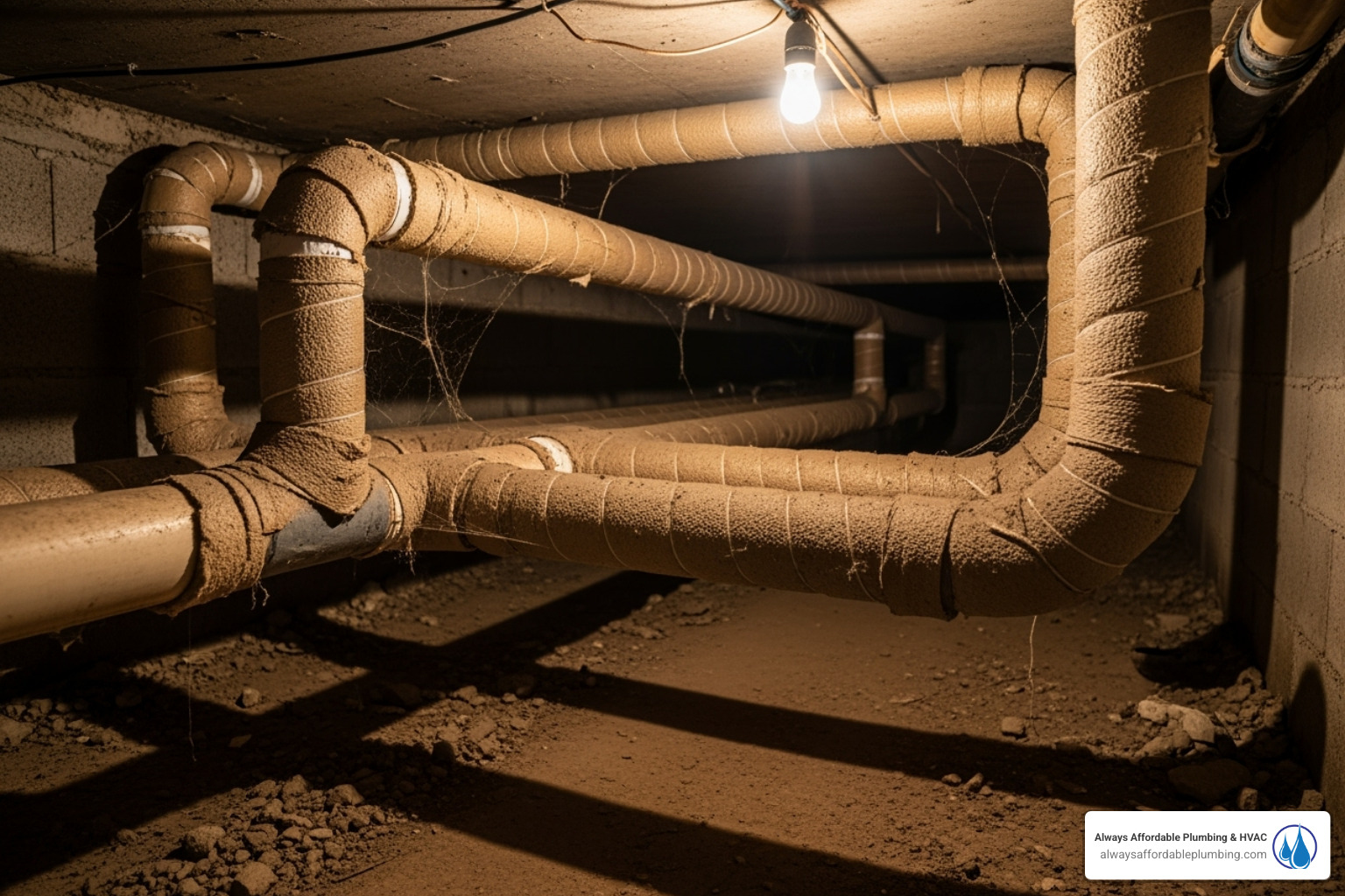 foam insulation wrapped around pipes in a crawlspace - burst pipe emergency citrus heights ca