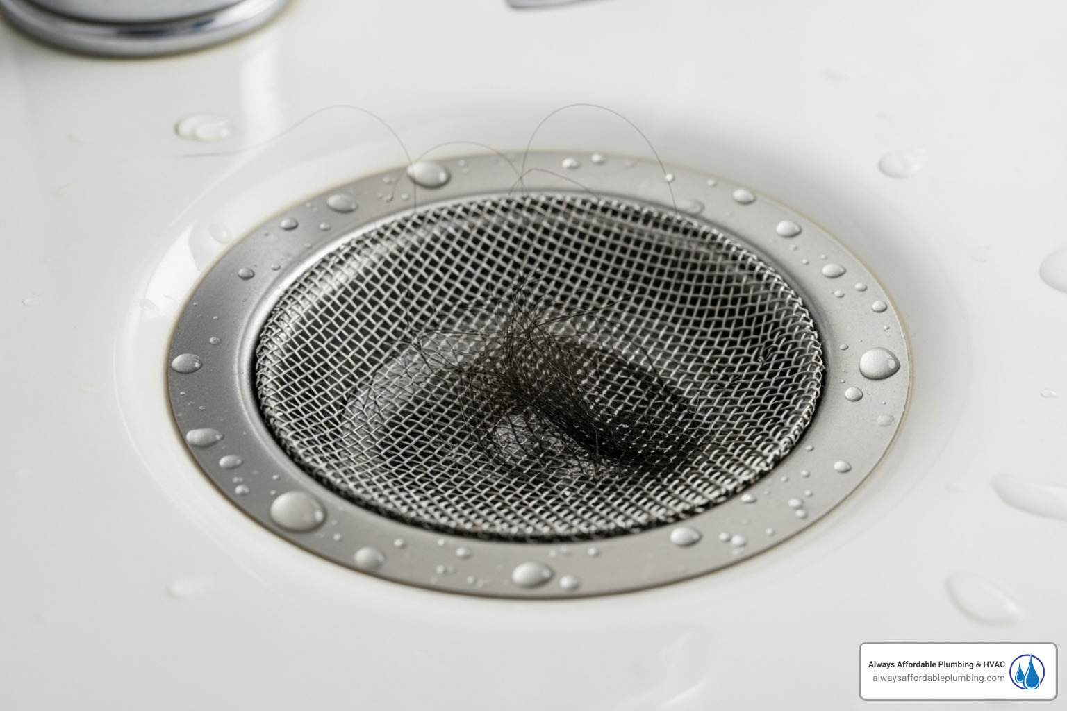 mesh drain screen catching hair in a bathroom sink - drain cleaning folsom
