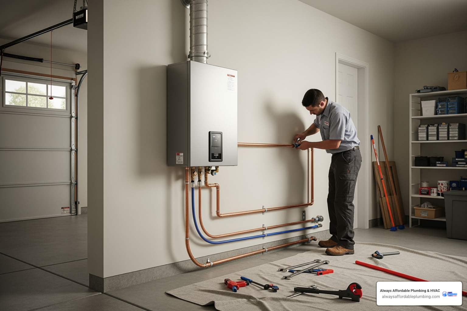Infographic showing how tankless water heaters provide endless on-demand hot water by heating water instantly as it flows through the unit, eliminating standby energy loss from traditional storage tanks, with comparison of energy efficiency ratings and typical lifespan - best tankless water heater installation in roseville, ca Infographic showing how tankless water heaters provide endless on-demand hot water by heating water instantly as it flows through the unit, eliminating standby energy loss from traditional storage tanks, with comparison of energy efficiency ratings and typical lifespan - best tankless water heater installation in roseville, ca