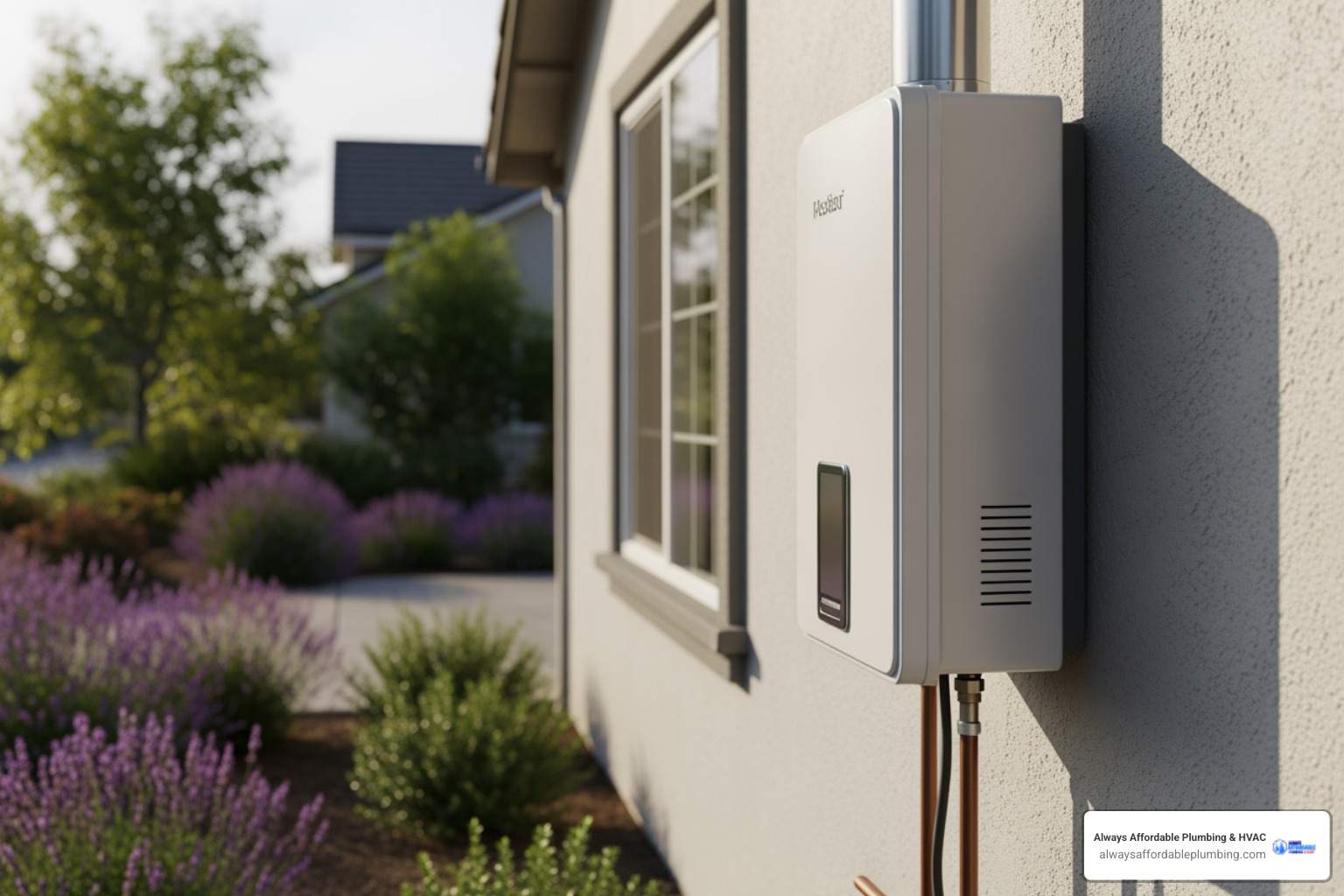 Infographic comparing traditional tank water heaters to tankless water heaters, showing tank heaters with 40-50 gallon storage, 8-12 year lifespan, continuous energy use, and large floor space requirement versus tankless heaters with on-demand heating, 20+ year lifespan, 30-50% energy savings, and compact wall-mounted design - tankless water heater installation company in roseville, ca Infographic comparing traditional tank water heaters to tankless water heaters, showing tank heaters with 40-50 gallon storage, 8-12 year lifespan, continuous energy use, and large floor space requirement versus tankless heaters with on-demand heating, 20+ year lifespan, 30-50% energy savings, and compact wall-mounted design - tankless water heater installation company in roseville, ca