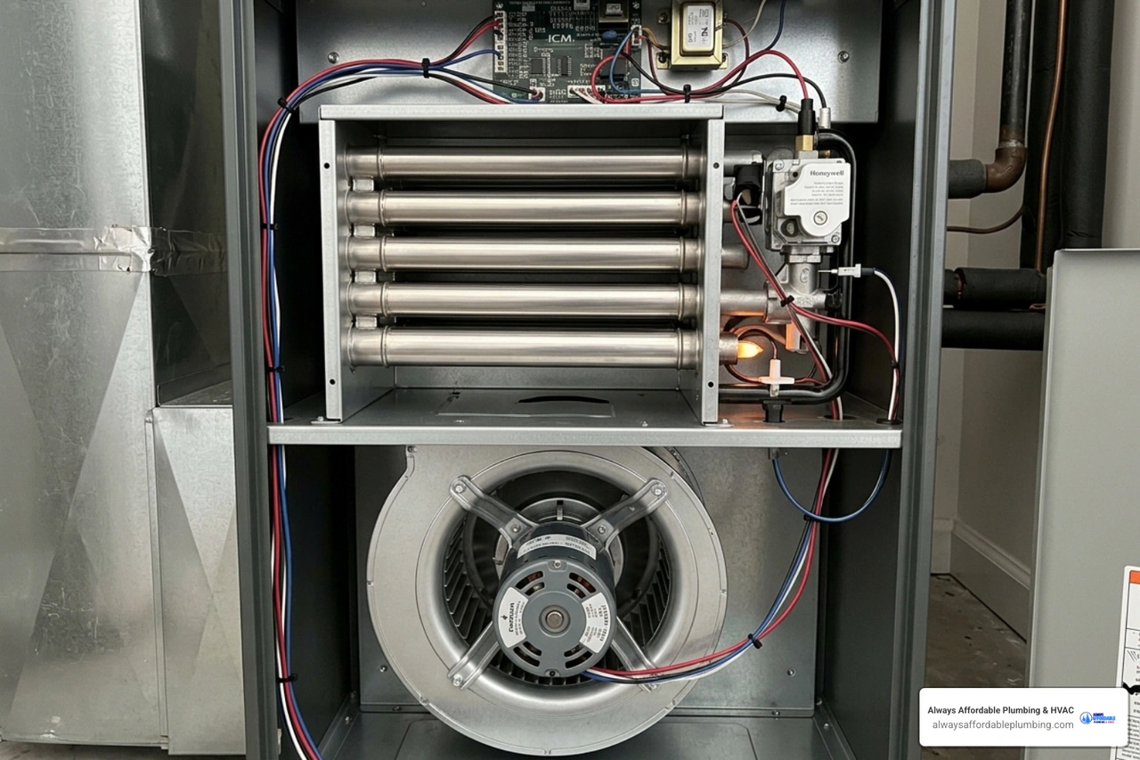 Close-up of a clean furnace interior after professional maintenance - is an hvac maintenance plan worth it
