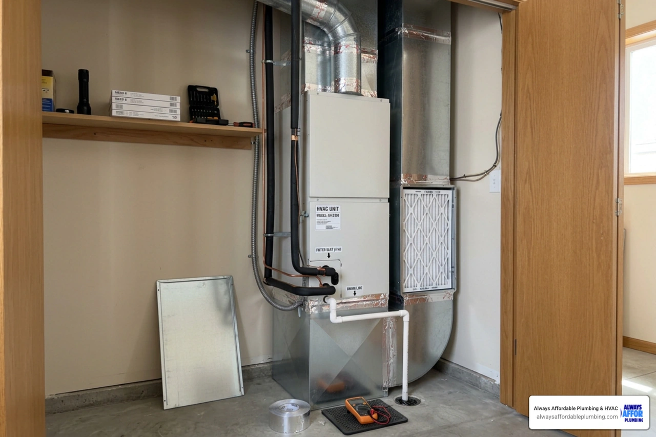 HVAC air handler system with clean filter inside home