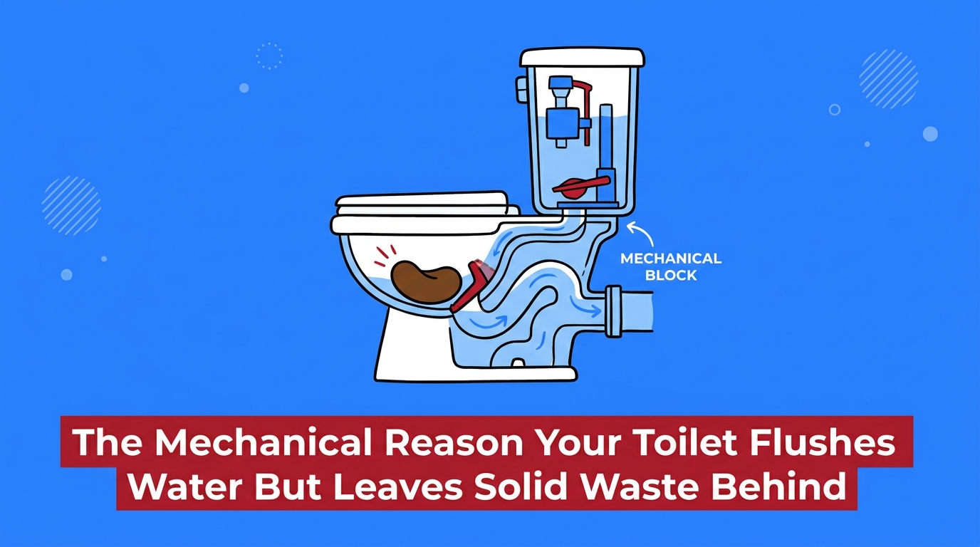 The Mechanical Reason Your Toilet Flushes Water But Leaves Solid Waste Behind
