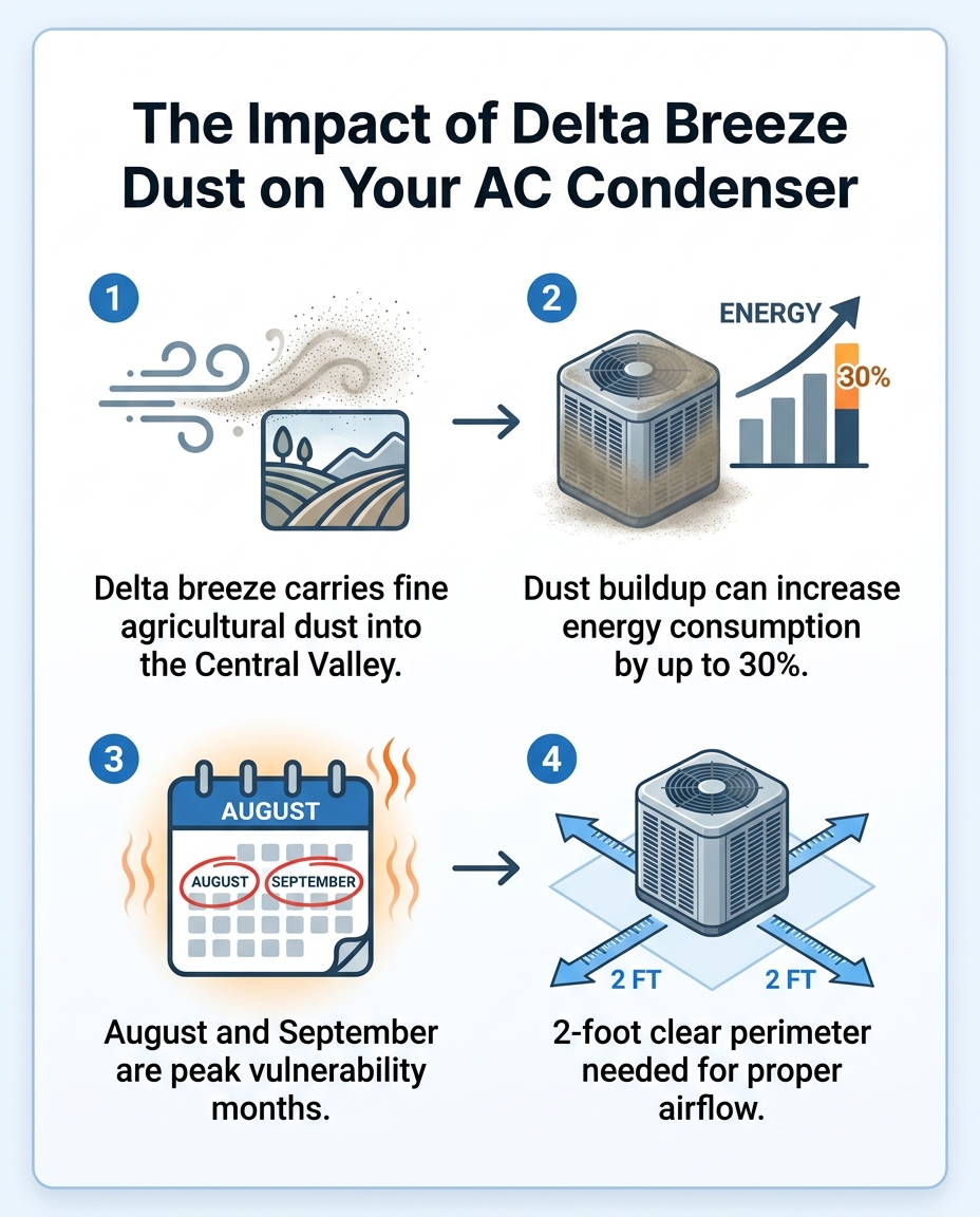 The Impact of Delta Breeze Dust on Your AC Condenser