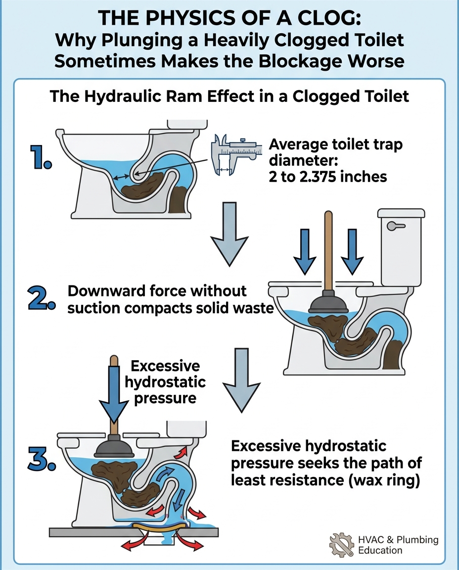 The Hydraulic Ram Effect in a Clogged Toilet