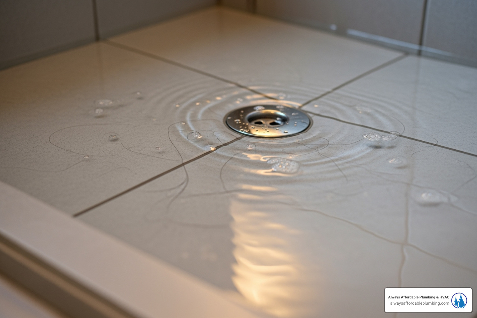 slow-draining shower floor with standing water - drain cleaning folsom