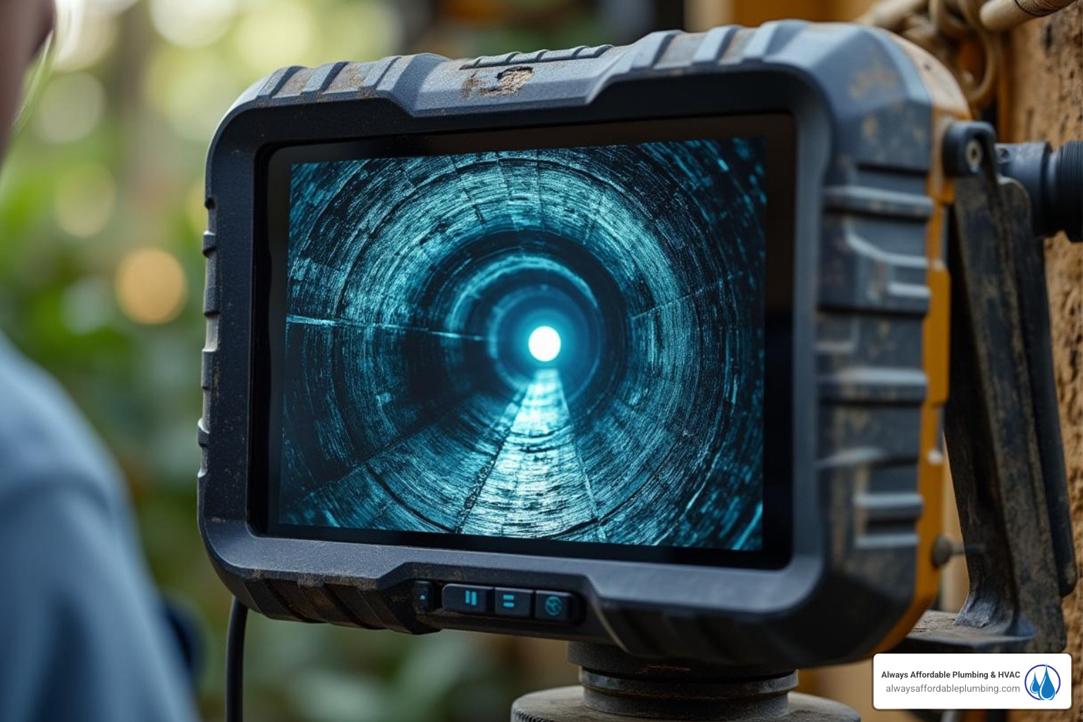 clear view from a sewer camera inspection on a monitor - clogged drain repair elk grove ca