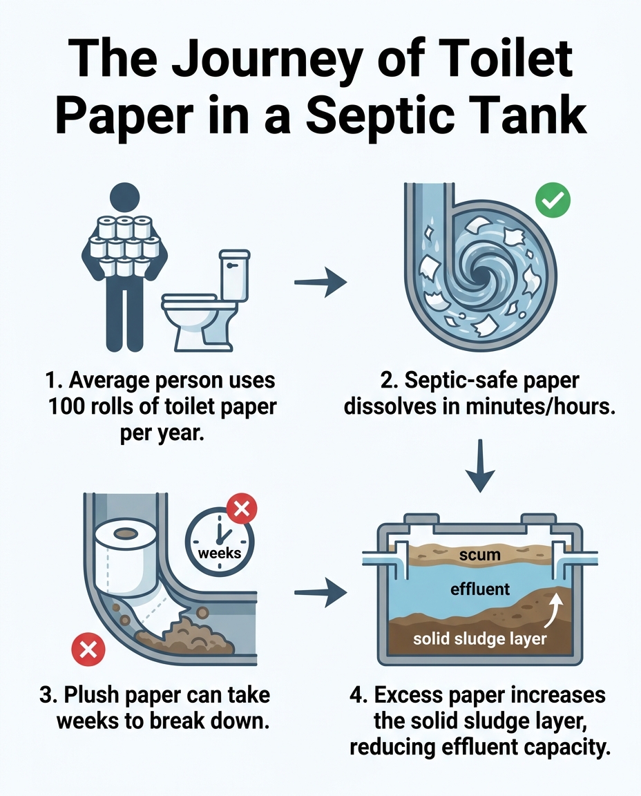 The Journey of Toilet Paper in a Septic Tank