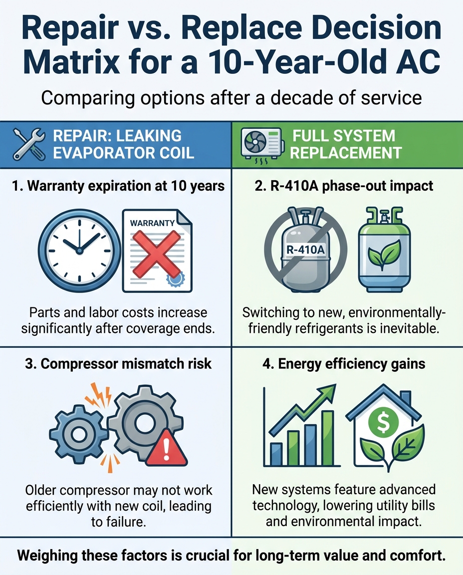 Repair vs. Replace Decision Matrix for a 10-Year-Old AC