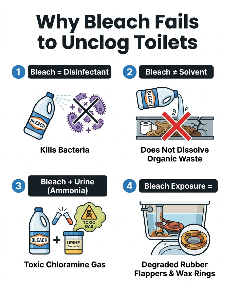Why Bleach Fails to Unclog Toilets