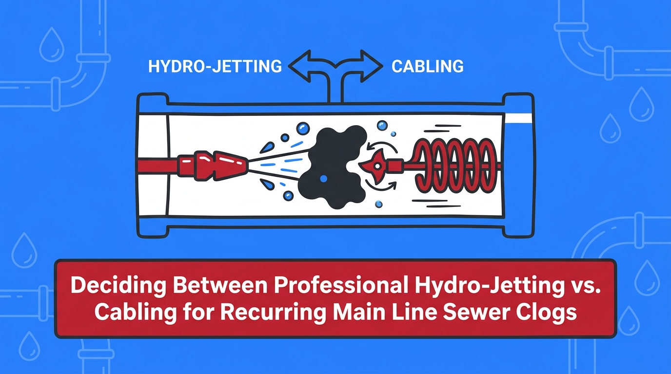 Professional Hydro-Jetting vs. Cabling for Recurring Main Line Sewer Clogs