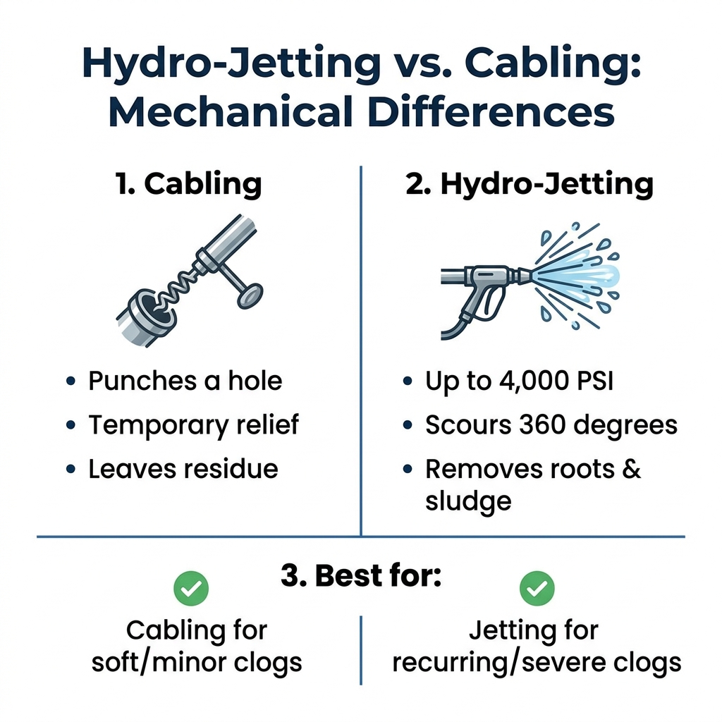 Hydro-Jetting vs. Cabling: Mechanical Differences