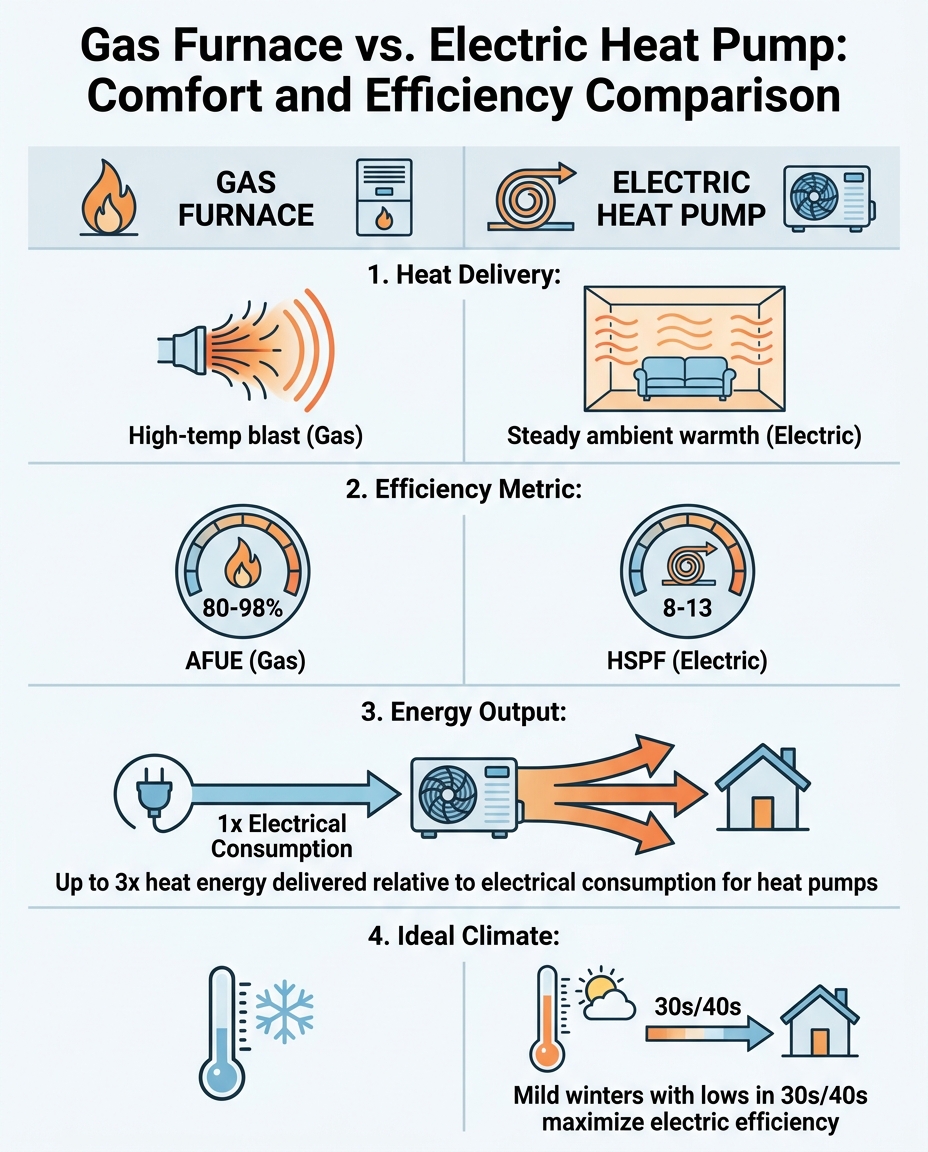 Gas Furnace vs. Electric Heat Pump: Comfort and Efficiency Comparison