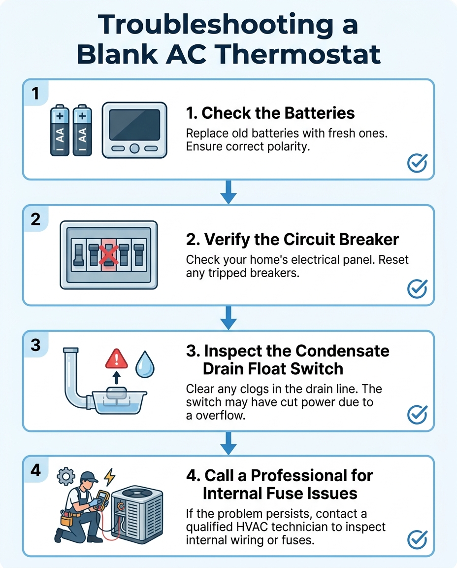 Troubleshooting a Blank AC Thermostat