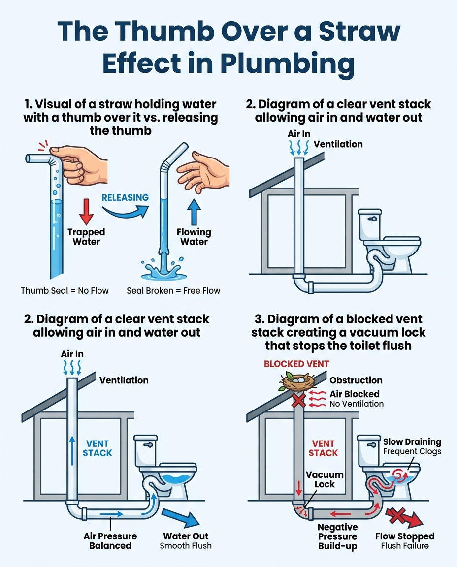 The Thumb Over a Straw Effect in Plumbing