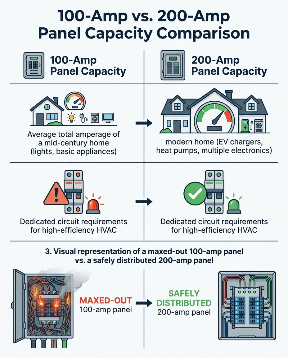 100-Amp vs. 200-Amp Panel Capacity Comparison