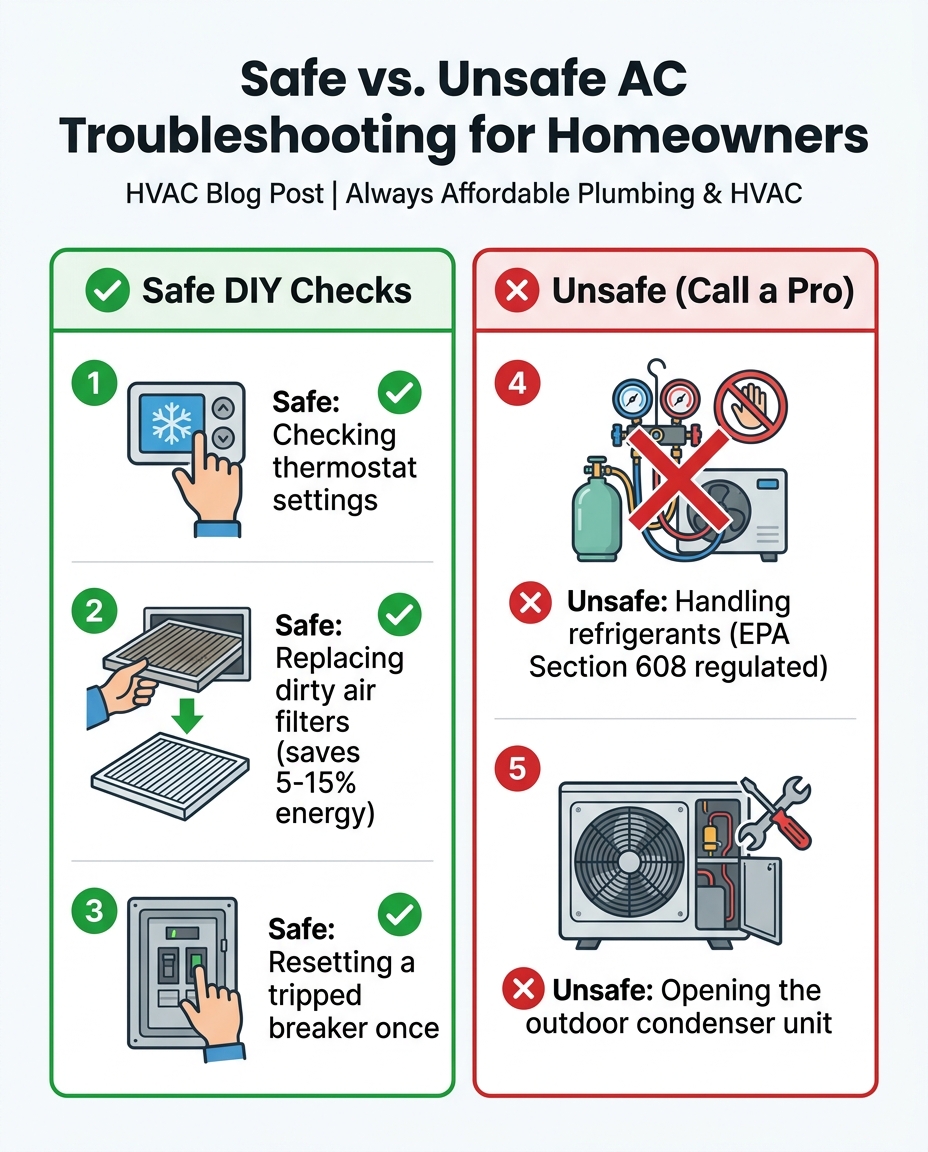 Safe vs. Unsafe AC Troubleshooting for Homeowners