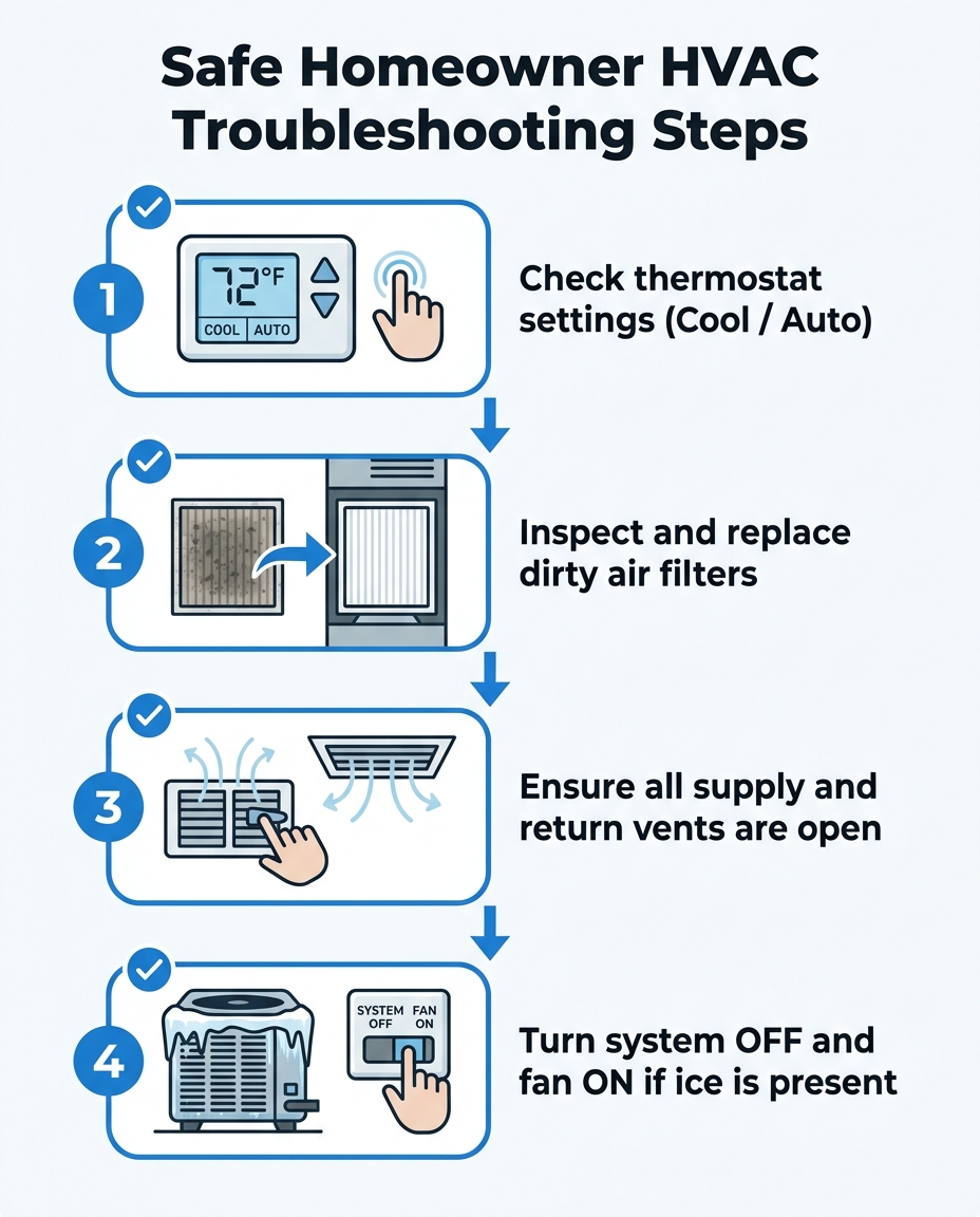 Safe Homeowner HVAC Troubleshooting Steps