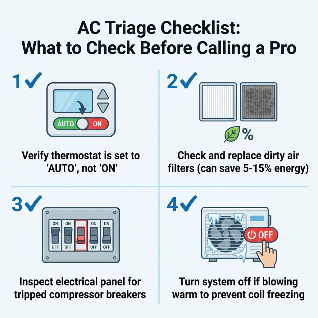 AC Triage Checklist: What to Check Before Calling a Pro
