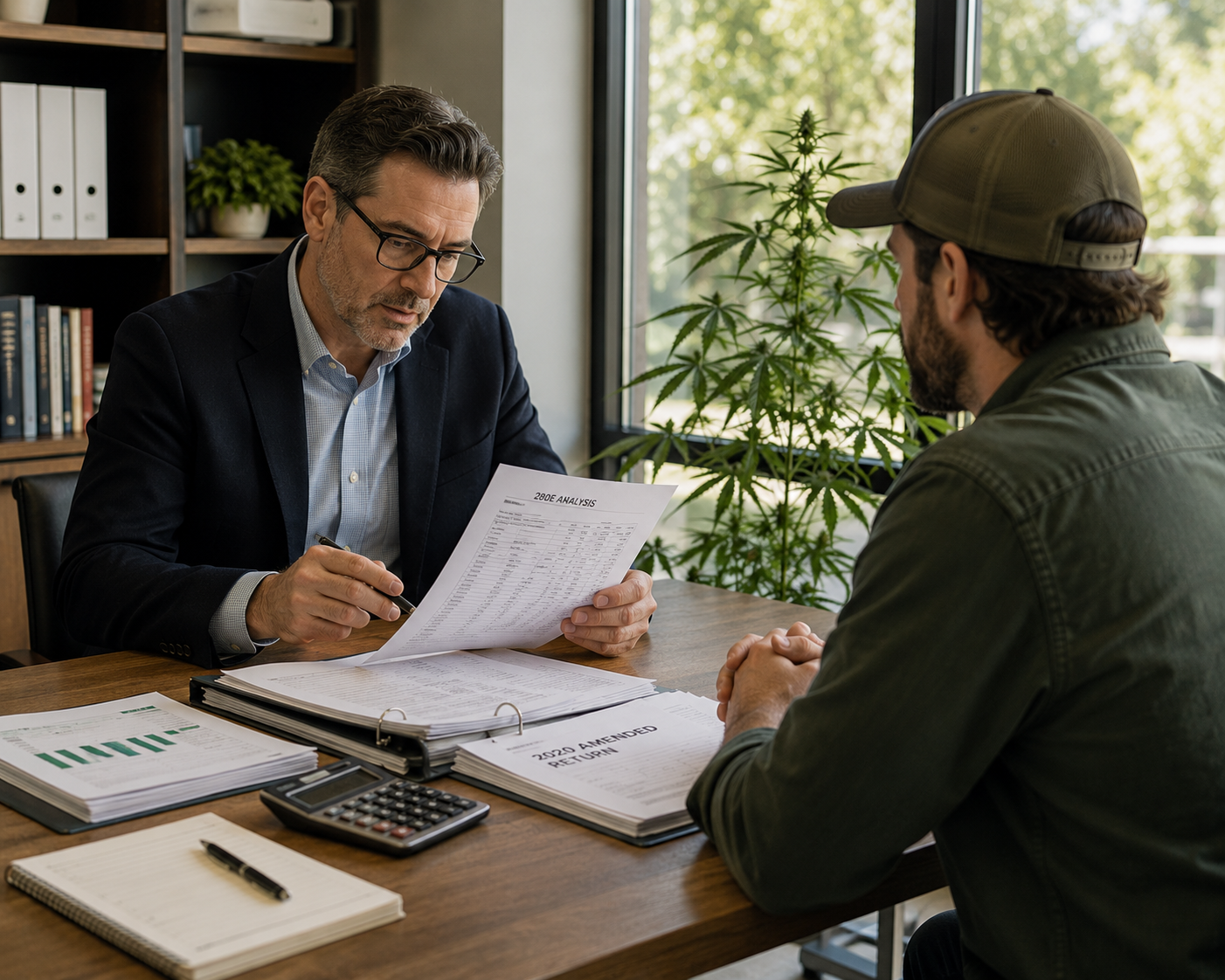 CPA with client at desk