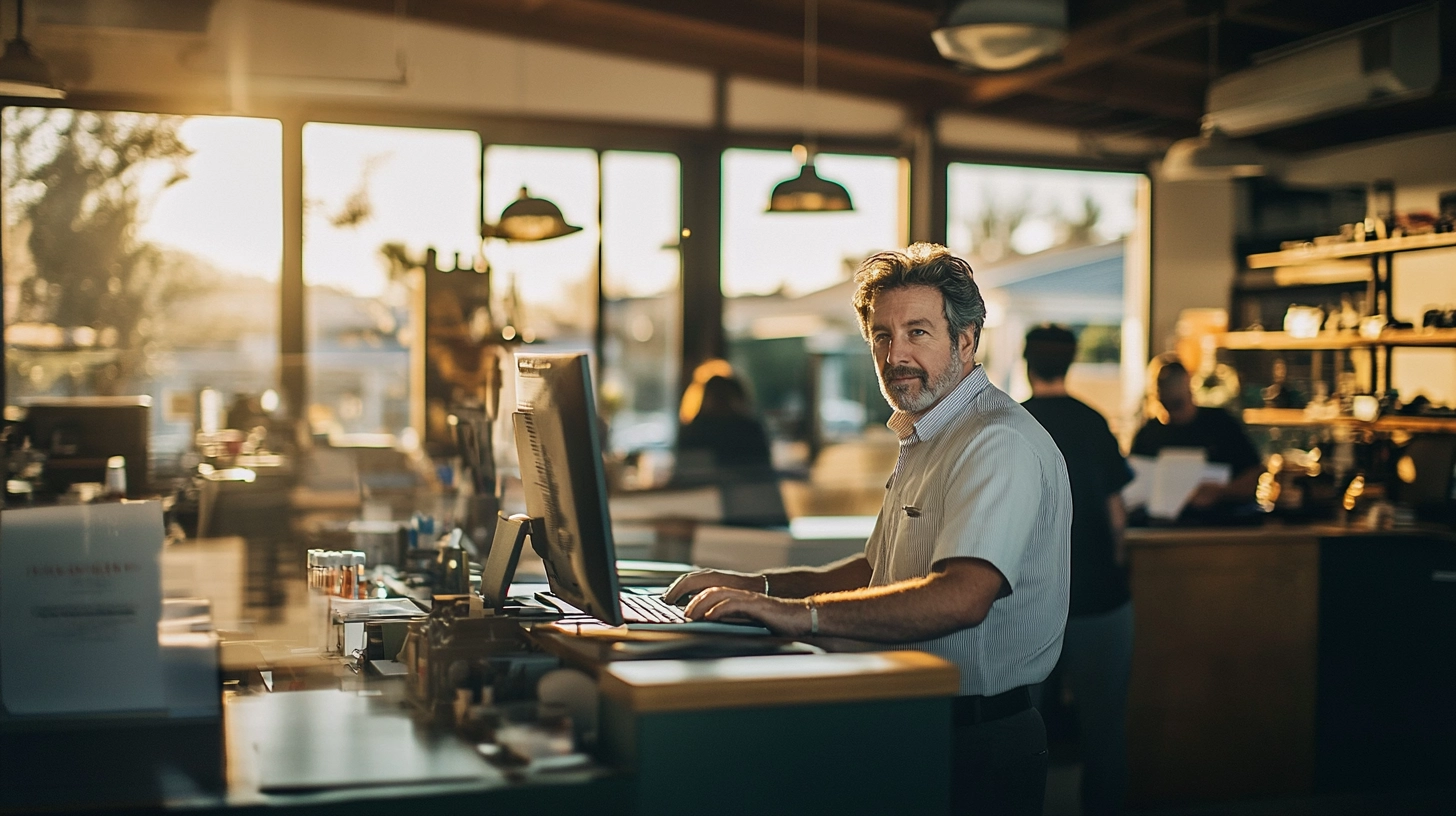 Man researching captive insurance at a midsized business