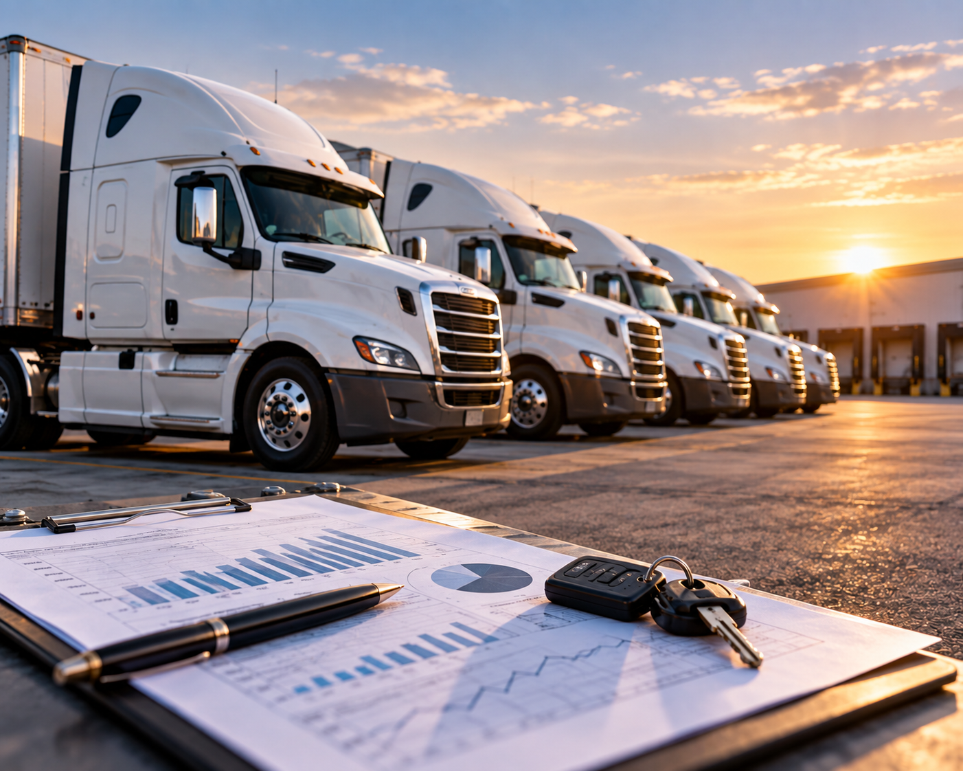 Trucks and notepad