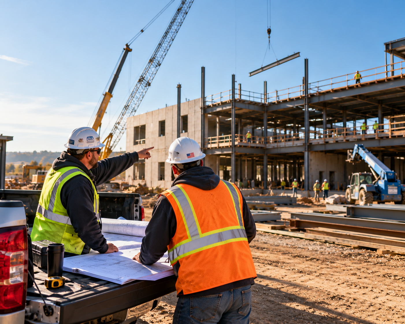 Contractors at building site.