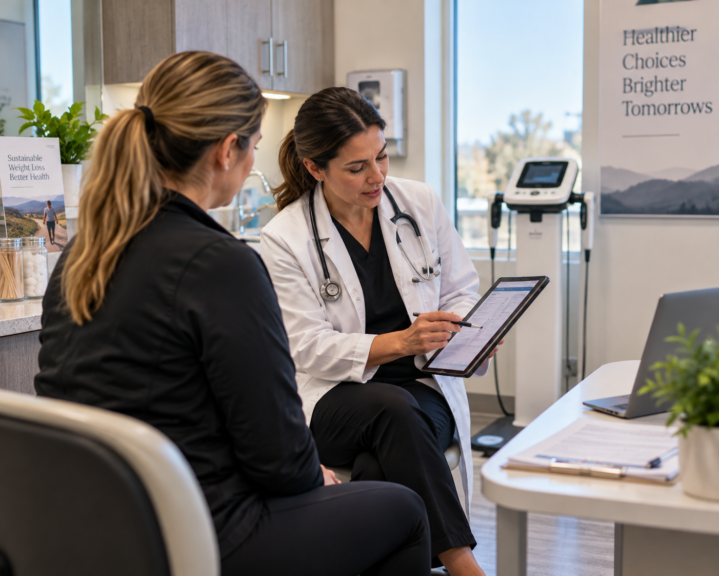 Clinician speaking with patient