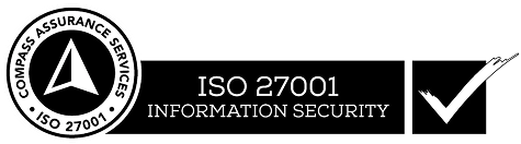 A black and white photo of the information security logo.