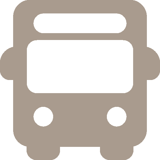Simple beige icon of a front-facing bus.