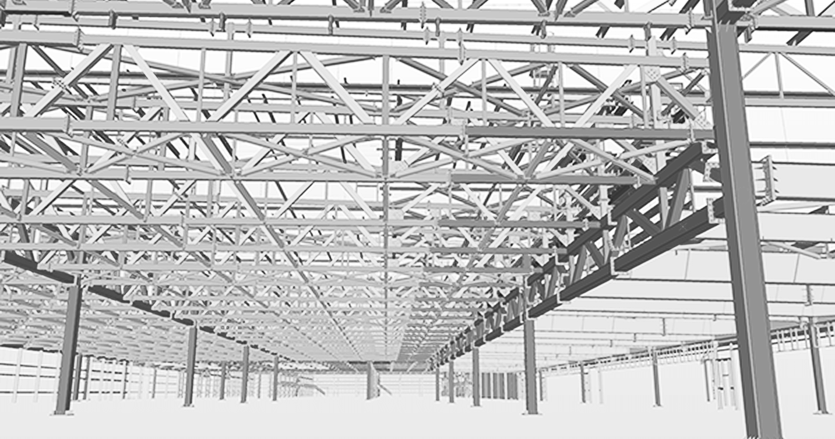 Large span steel roof systems for wide, open space construction like stadiums and warehouses
