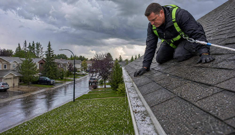 Roofing professional assessing whether a Red Deer asphalt shingle roof qualifies for rejuvenation