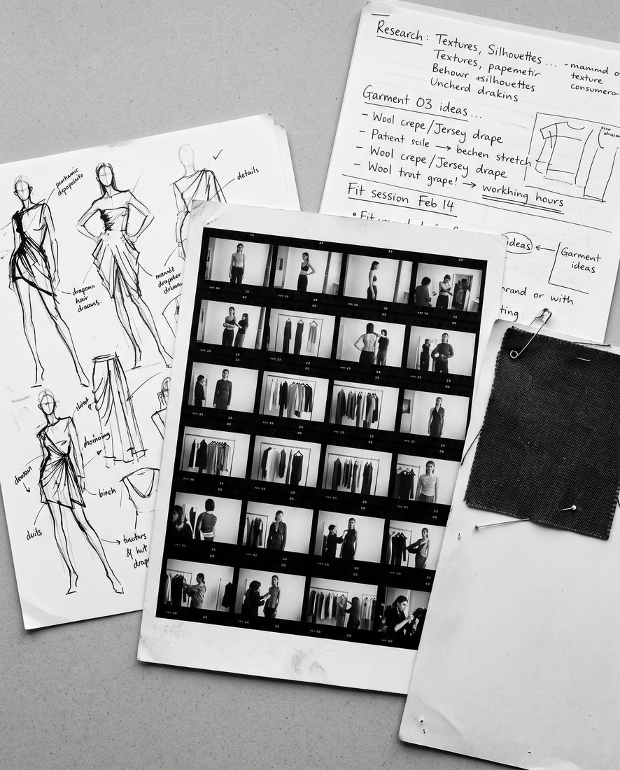 Creative process sheets and sketches