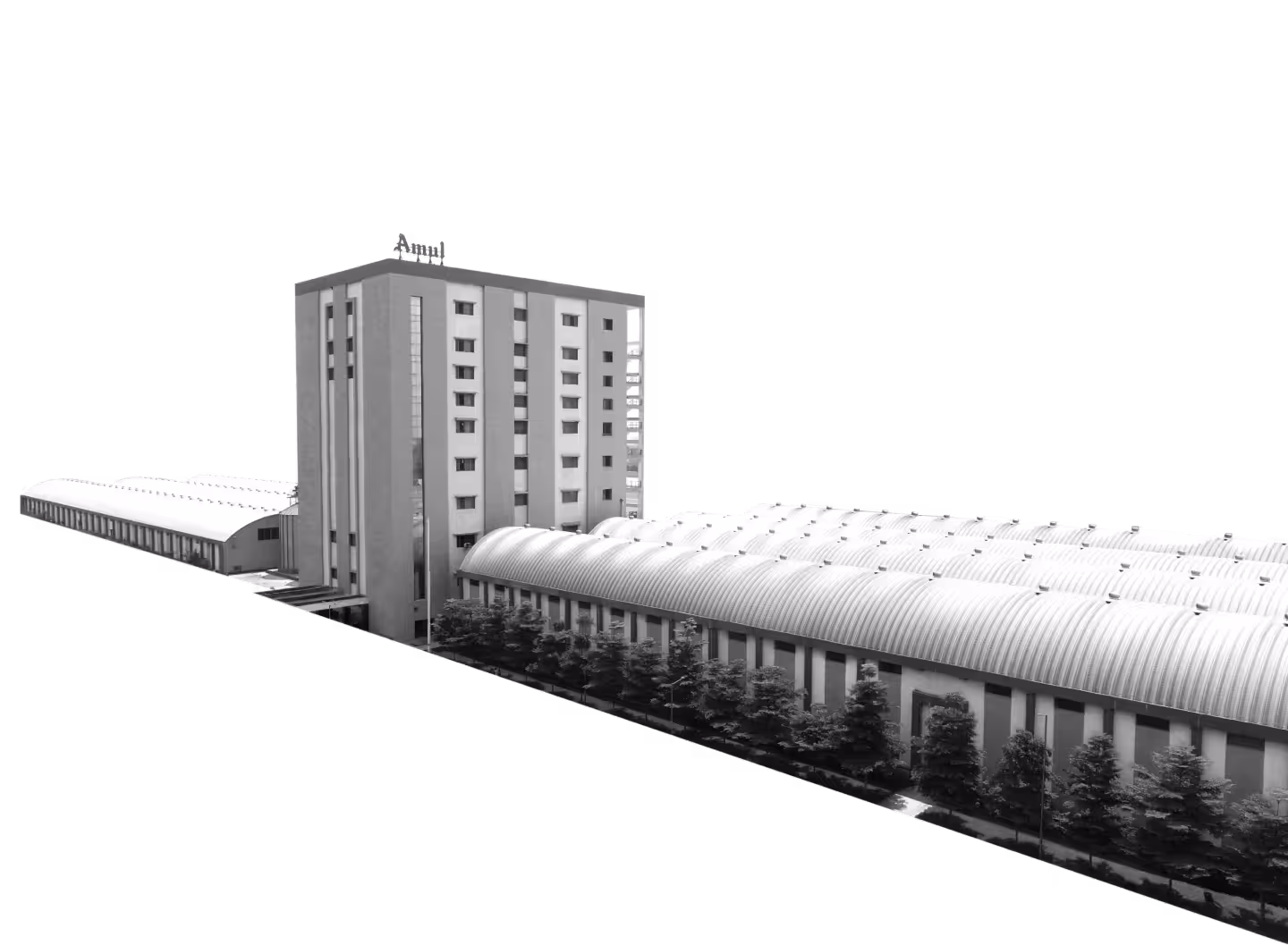 Amul building with Proflex self-supported steel roofing in India