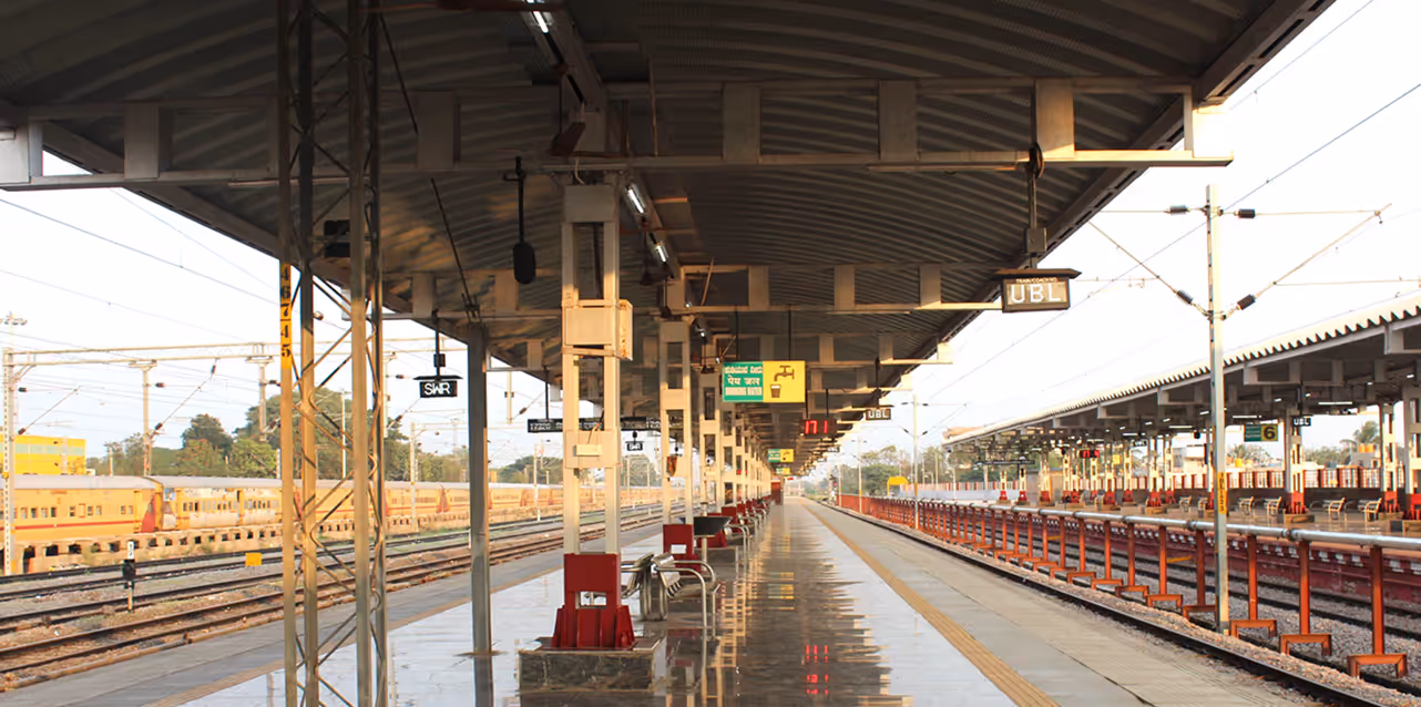 Arch-Shaped Roofing at Hubballi Railway Station Platform Shelter