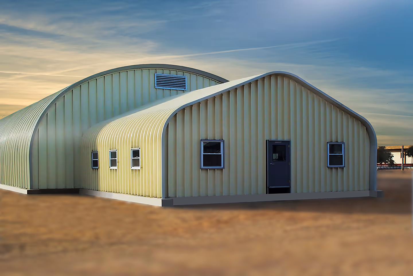 Front view of Proflex A-shaped steel roofing