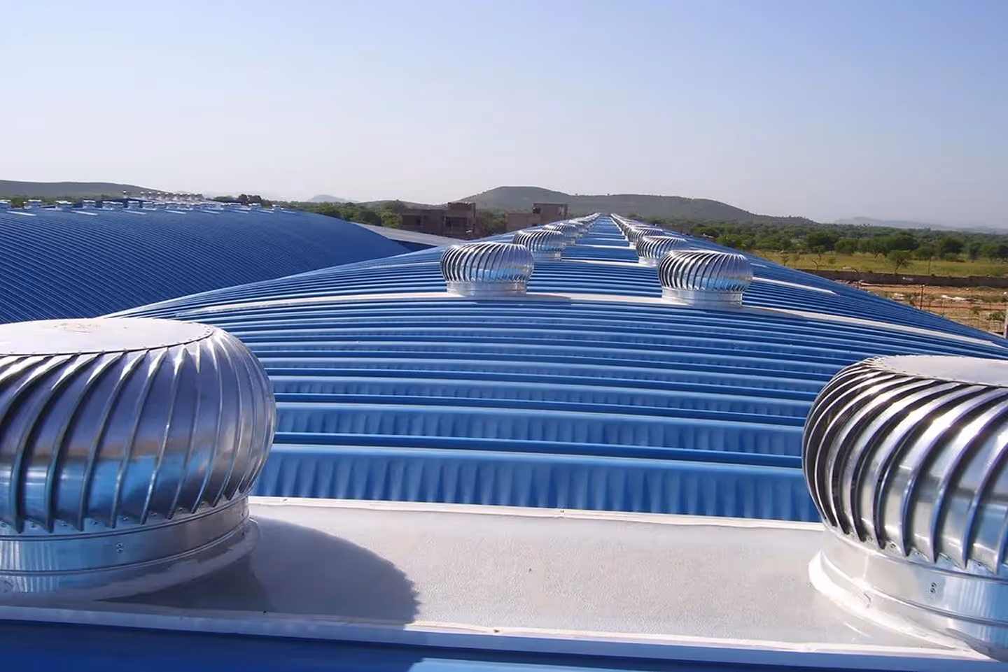 Turbo ventilators on Proflex corrugated steel roofing