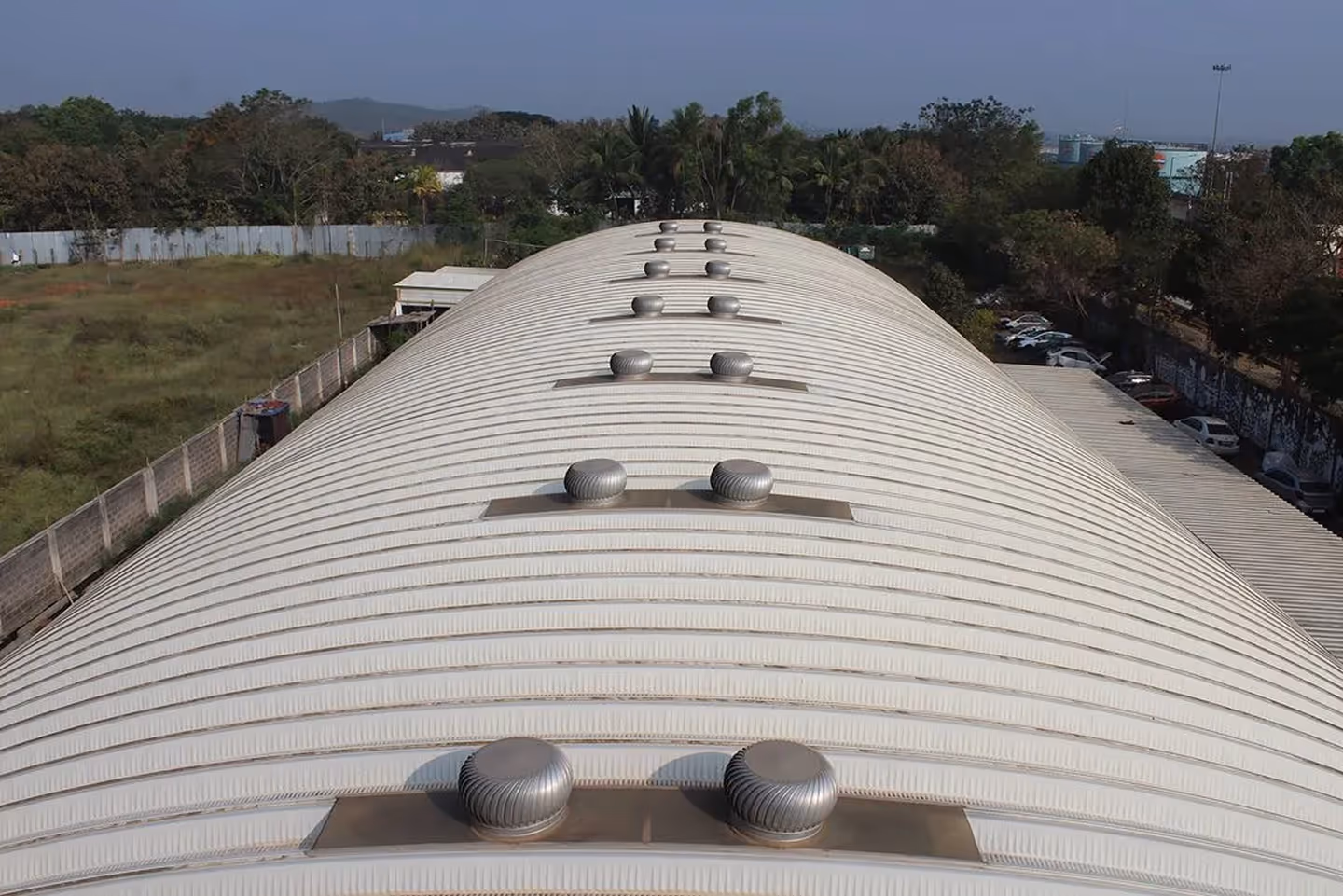 Proflex self-supported roofing with industrial ventilators