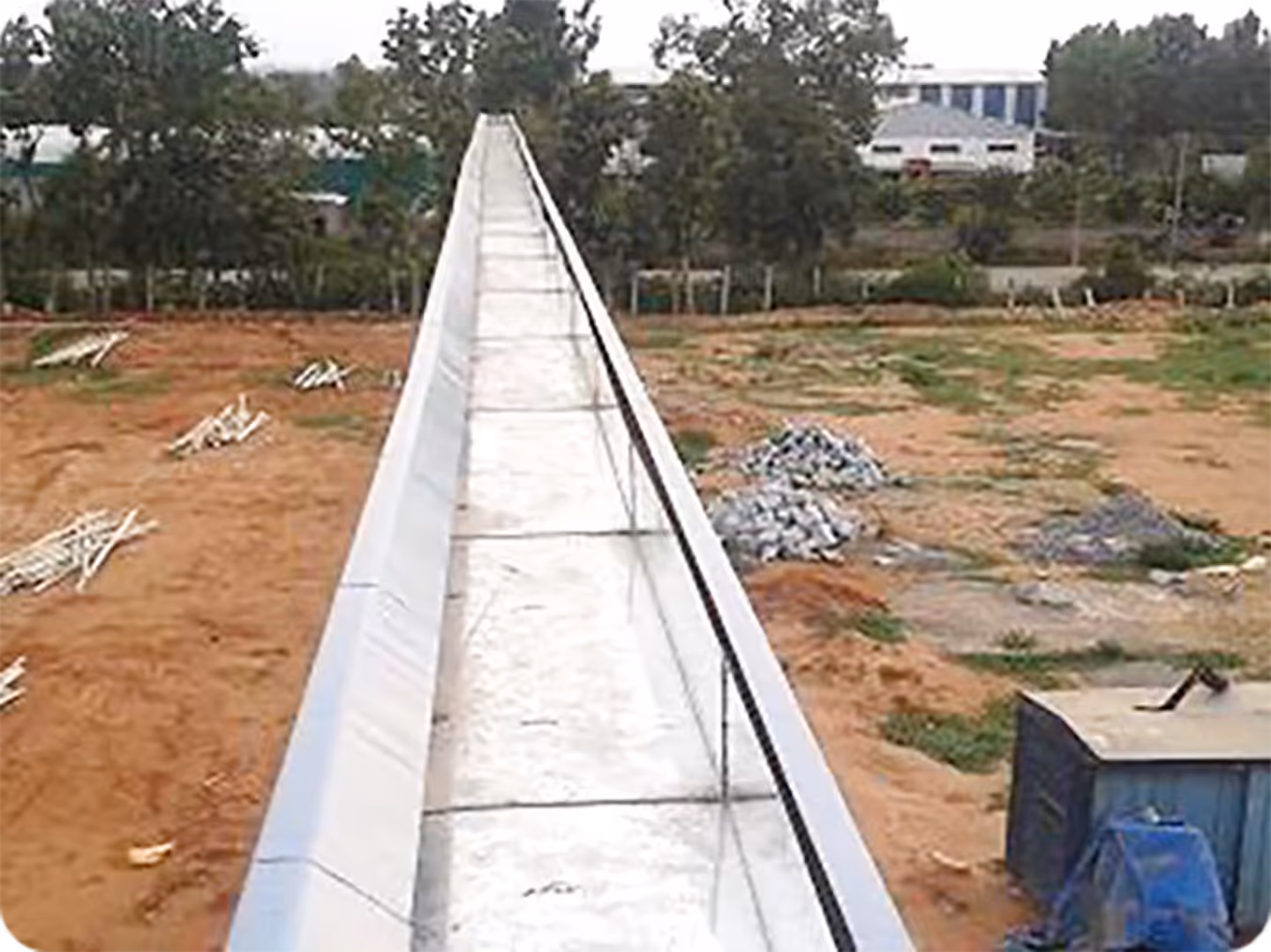 Steel beam support structure for Proflex self-supported roofing system in India