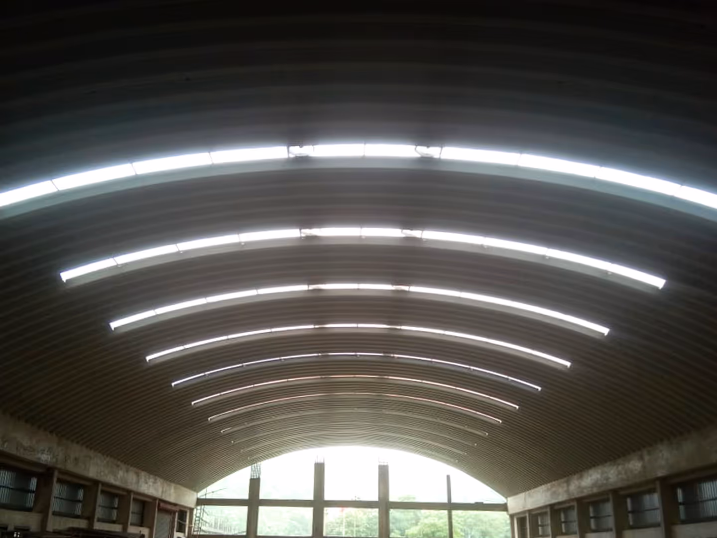Self-supported roofing with skylights