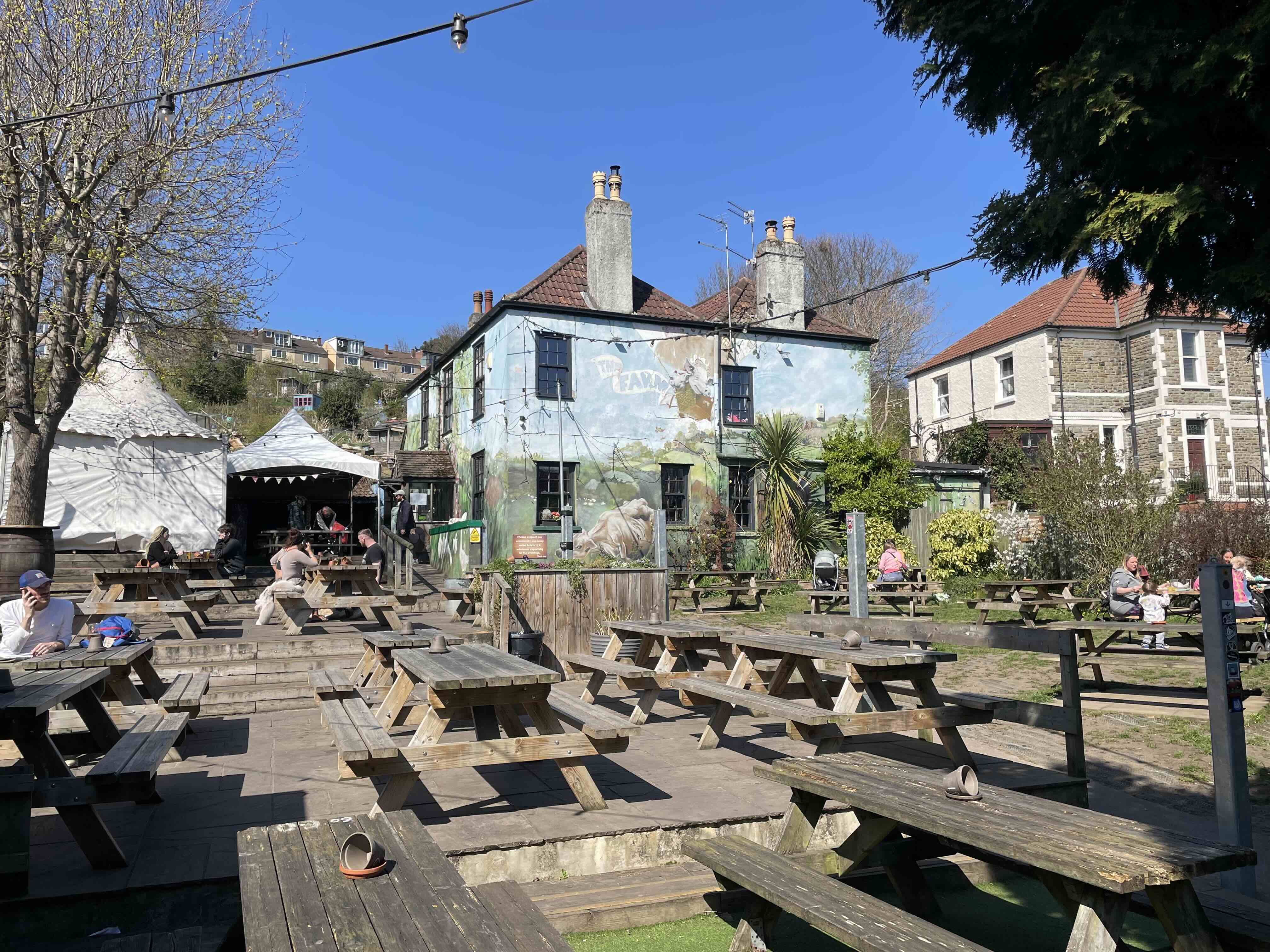 spacious sunny pub garden at The Farm, St werburghs, Bristol