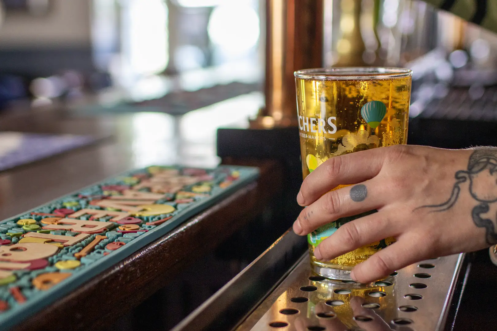 Thatchers Cider pint poured and served 